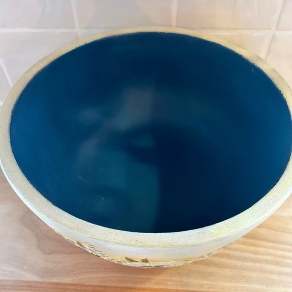 Vintage Bob’s Pottery Decorative Milk Pot Bowl Hand Painted with crock handles - Picture 3 of 5